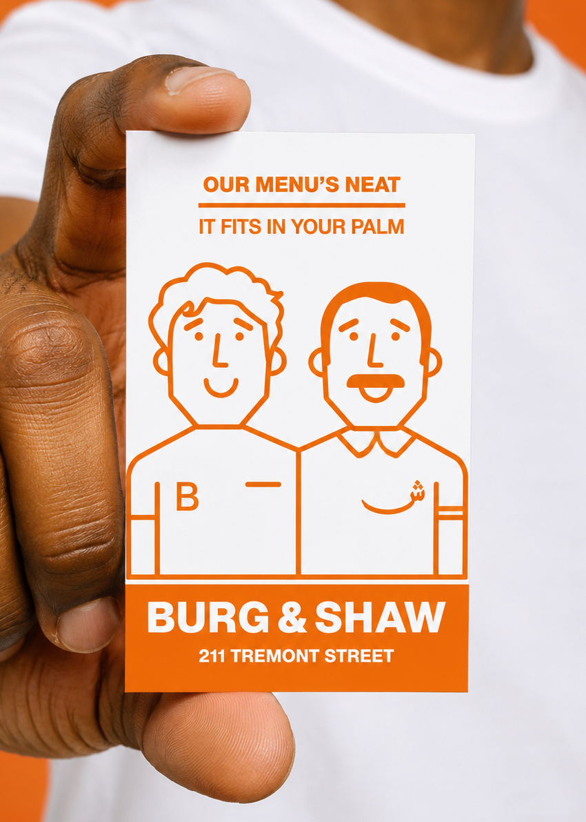 Burg and Shaw menu card front design