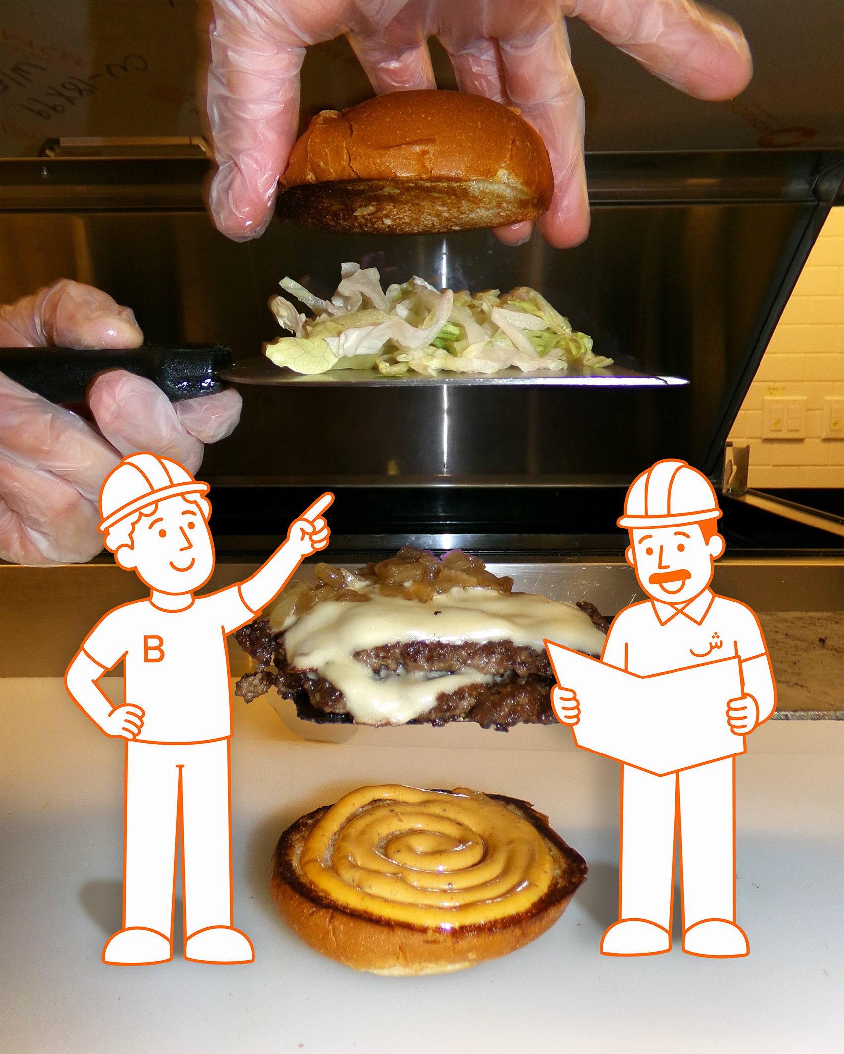 Burg and Shaw illustrated burger stack campaign image